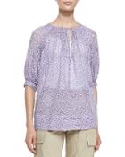 Floral Drop-shoulder Cotton Blouse
