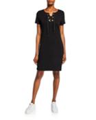 Lace-up Short-sleeve Dress