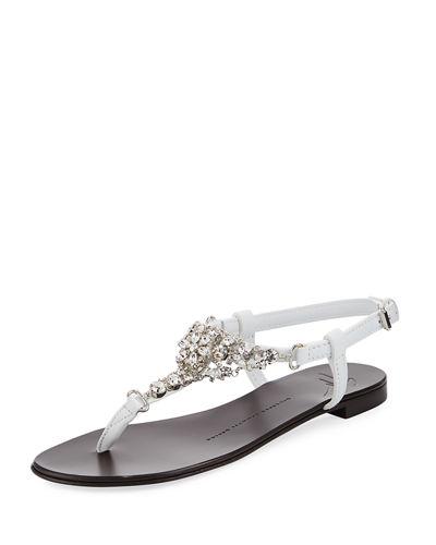 Crystal-embellished Flat Thong