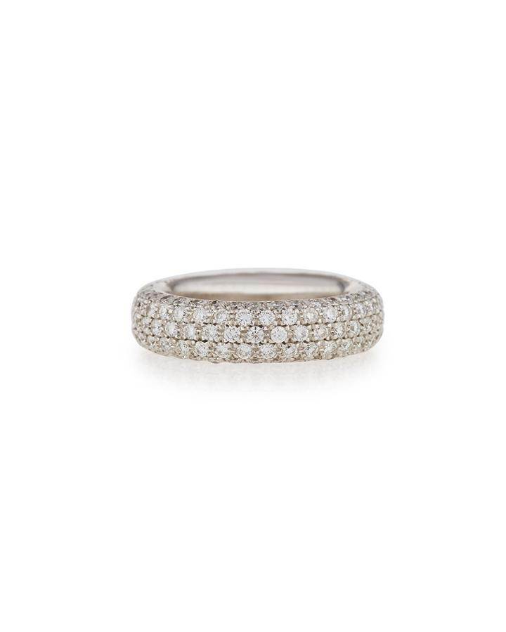 Pomellato 18k White Gold Diamond Band Ring, Women's