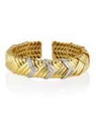 Estate 18k Yellow Gold Woven Diamond Bracelet