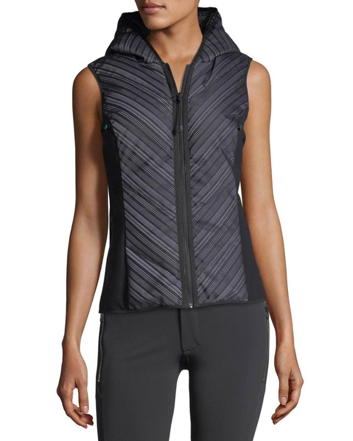 Chevron Reflective Mesh Hooded Zip-front Vest