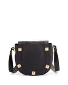 Sadie Small Studded Leather Saddle Bag, Black