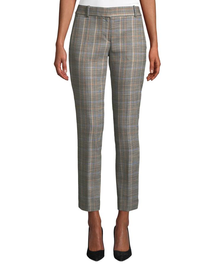 Autumn Plaid Straight-leg Ankle Trousers