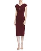 Keyhole Cap-sleeve Sheath Cocktail Dress