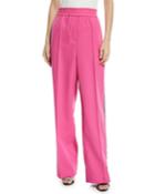 Elastic-waist Wide-leg Wool Track Pants W/