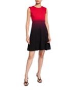 Ombre Cap Sleeve Fit-&-flare Dress