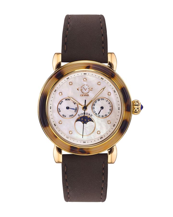 36mm Moon Valley Watch W/ Italian Suede Strap, Burgundy