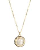 Old World Round Chalcedony & Diamond Pendant Necklace,