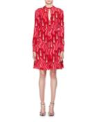 Long-sleeve Crepe De Chine Lipstick-print