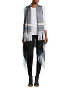 Plaid-print Shawl-collar Vest, Black