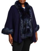 Plus Size Faux-fur Trim Knit Cape