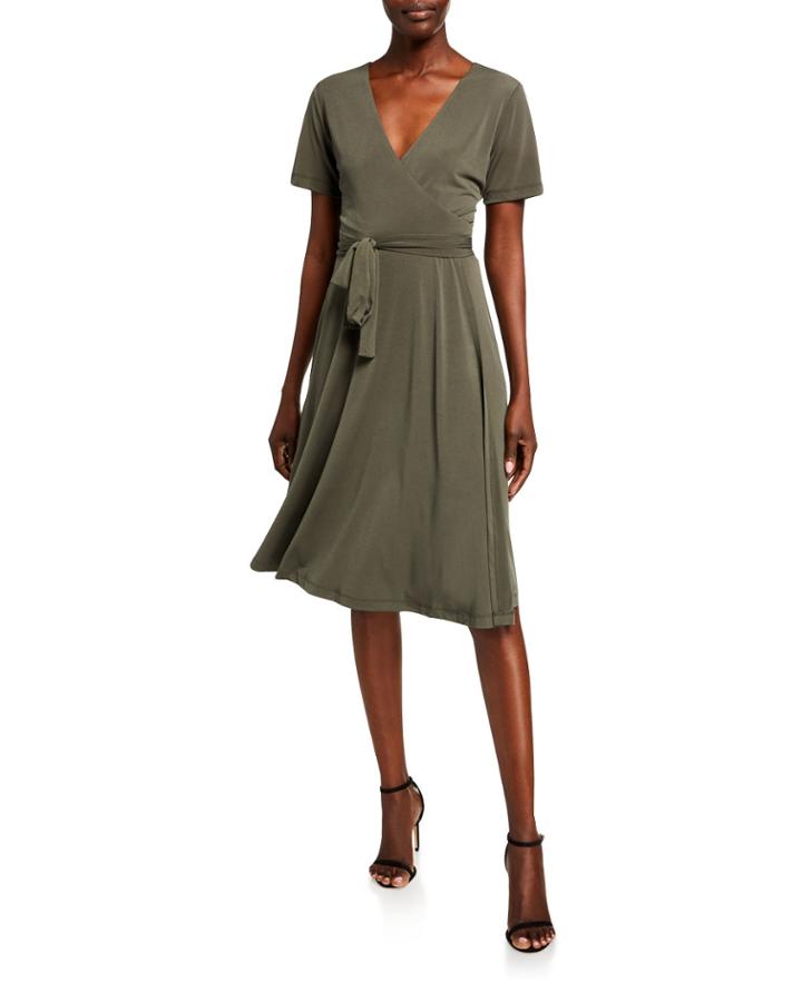 Faux Wrap Fit-&-flare Dress