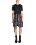 Mixed-media Woven T-shirt Dress