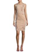 Emily Sleeveless Suede Floral Applique Dress