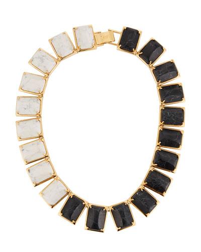 Gardenia Two-tone Link Necklace, Black/white