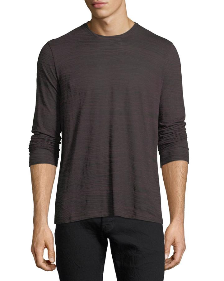 Long-sleeve Printed Ramie-blend T-shirt