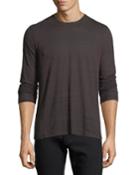 Long-sleeve Printed Ramie-blend T-shirt