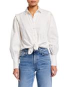 Cinched Denim Button-front