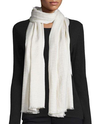 Crocodile Jacquard Fringe Scarf, Taj