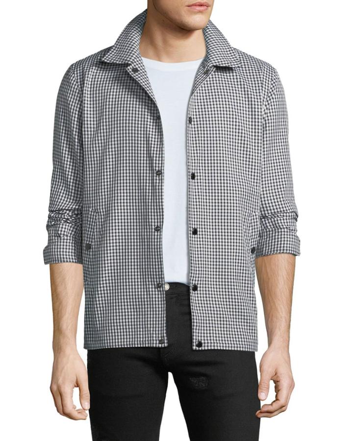 Men's Gingham Water-resistant Coach Jacket