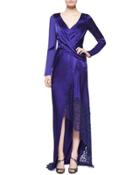 Long-sleeve Gown W/lace Trim, Imperial Blue