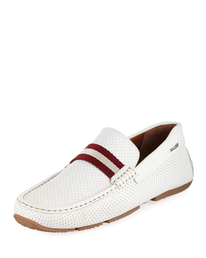 Pearce Perforated Faux-leather Driver, White