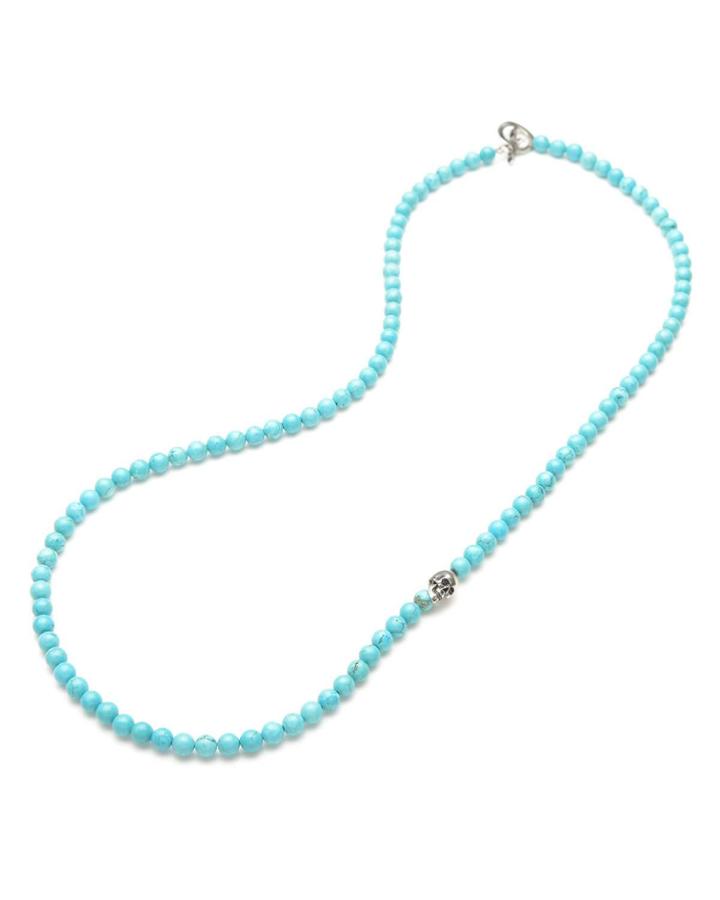 Men's Stabilized Turquoise Beaded Necklace,