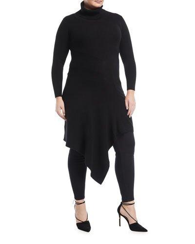 Asymmetric Turtleneck Sweaterdress,