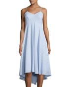 Striped Crepe Slip Dress, Blue/white