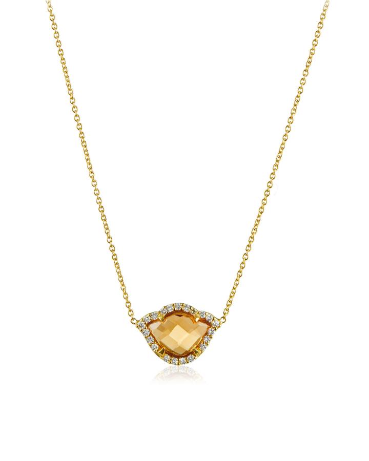 Nalika Citrine Lotus Necklace With Diamonds