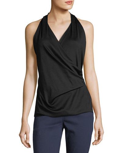 Halter-neck Faux-wrap Top