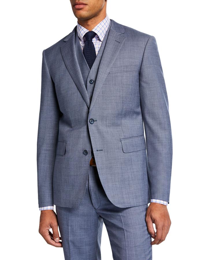 Men's Sharkskin Vested Three-piece