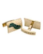 Melting Clock Enamel Cuff Links, Gold/green