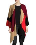 Colorblock Ribbed Poncho, Pepper