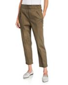 Monili-striped Cotton Twill Pull On Pants