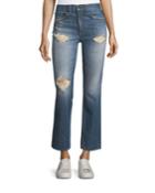 Distressed Cropped High-rise Straight-leg Jeans