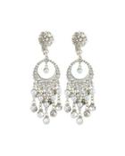 Pearly & Crystal Round Filigree Dangle Earrings