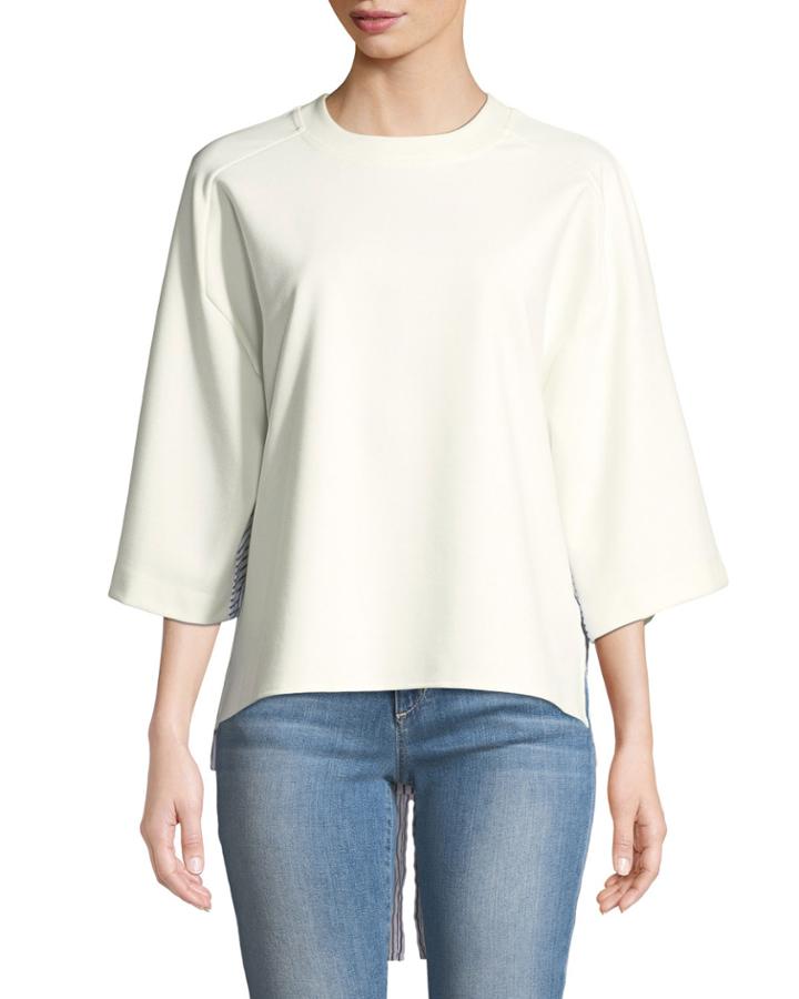 Elbow-sleeve Shirt-hem