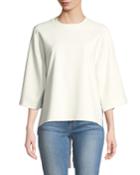 Elbow-sleeve Shirt-hem