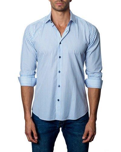 Striped Sport Shirt, Blue/white