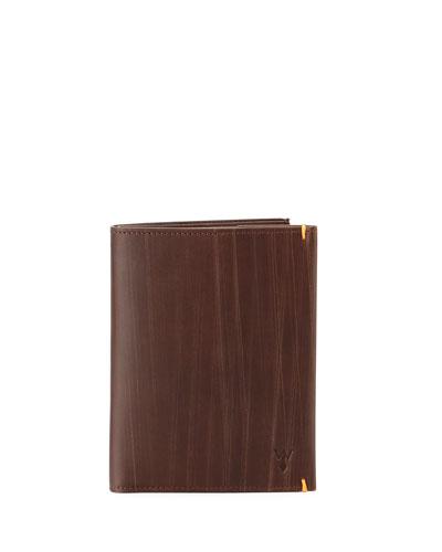 Wood-inspired Rfid Blocking Leather Bifold Travel Wallet, Brown