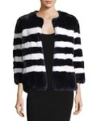 Striped Rabbit Fur Coat