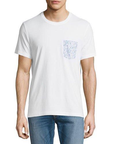 Gingham Floral Printed-pocket Tee