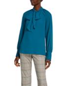 Veracruz Pleated-cuff Tie Neck Top