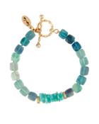 Faceted Fluorite & Amazonite Cube Bracelet