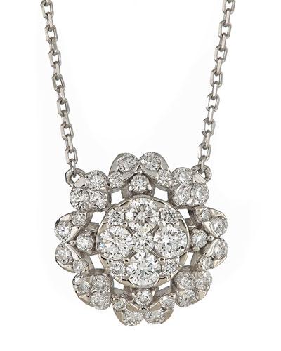 14k White Gold Diamond Pendant Necklace