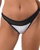 Solid 2-tone Cheeky Bikini Bottom W/mesh