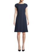 Ana Bateau-neck Cap-sleeve Boucle Knit A-line Dress