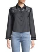 Vicky Fringe-trim Sequined Button-front Blouse
